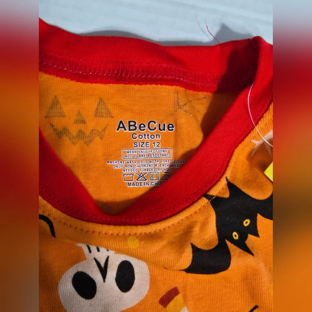 Orange Halloween ABeCue 100% Cotton PJs Size 12 Bats‎ Unisex